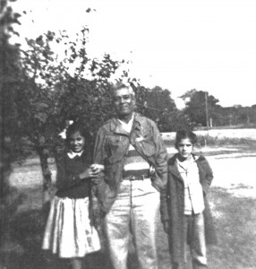 Jose ìEmilianoî Garcia, father of Eloisa Garcia Tamez, photo 1949, farmed the land that is now divided by the wall. 